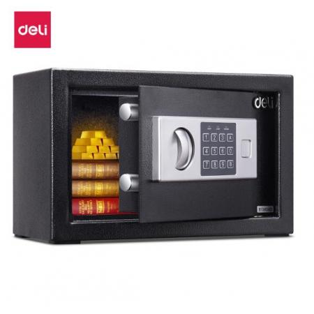 得力(deli)保險柜 高20cm電子密碼保管箱 入墻入柜辦公小型保險箱 鐵甲小寶33057