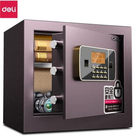 得力(deli)保險柜 高36CM電子密碼保險保密箱 辦公家用保管箱 全鋼 至尊金貴33120