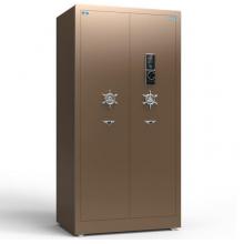 虎牌保險(xiǎn)柜1.8m辦公雙門密碼+指紋開啟保管柜咖啡金