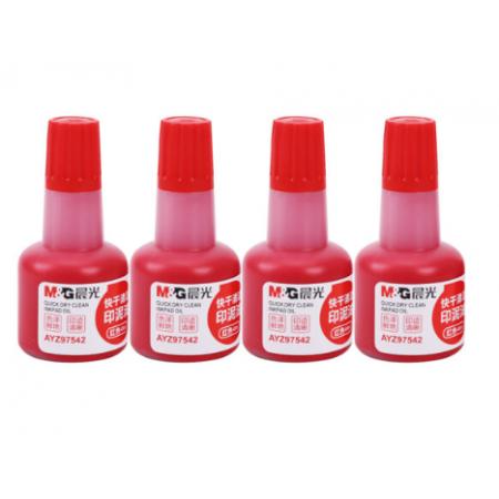 晨光(M&G)文具40ml紅色快干印油 財(cái)務(wù)專用清潔印泥油 4瓶/盒AYZ97542