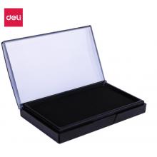 得力(deli)137*88mm透明外殼方形快干印臺(tái)印泥 辦公用品 黑色9864