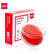 得力(deli)φ80mm透明圓形財務快干印臺印泥 辦公用品 紅色9863