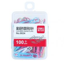 得力（deli） 0024 彩色回形針 多色混合 單盒裝 辦公用品