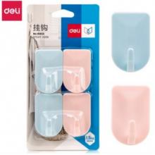 得力（deli）掛鉤強力粘膠貼墻壁壁掛承重廚房掛勾無痕粘貼門后免打孔粘鉤 1.5kg承受重量 彩色4只 19353