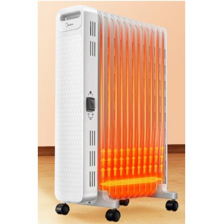美的（Midea）取暖器/電暖器/電暖氣片家用干衣機(jī)/輕音加濕烘衣 13片大面積勁暖節(jié)能電熱油汀HYX22N