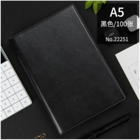 得力（deli）活頁記事本25K商務筆記本文具A5皮面本辦公會議記錄本辦公用品 黑色25K 22251