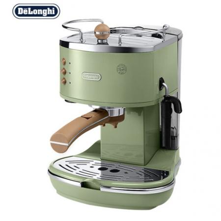 德龍（Delonghi）咖啡機(jī) 復(fù)古系列半自動(dòng)咖啡機(jī) 家用意式濃縮 泵壓式不銹鋼鍋爐 ECO310.VGR 橄欖綠