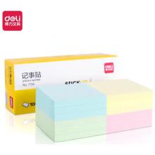 得力（deli）12本彩色便利貼粘性便簽紙 76*76mm備忘留言紙/記事貼/自粘留言本辦公用品 7156
