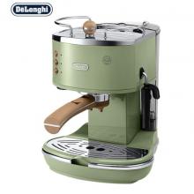 德龍（Delonghi）咖啡機 復古系列半自動咖啡機 家用意式濃縮 泵壓式不銹鋼鍋爐 ECO310.VGR 橄欖綠
