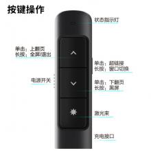 得力(deli) 360度控制教師專(zhuān)用PPT超鏈接功能教鞭/無(wú)線演示器課件筆 紅光充電款激光翻頁(yè)筆 黑色 2808PL