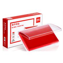 得力(deli)137*88mm透明外殼方形快干印臺印泥 辦公用品 紅色9864