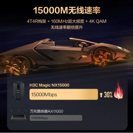 新華三（H3C）NX15000萬兆Wi-Fi6路由器15000M無線速率3組智能定向天線14顆信號放大器2.5G高速網(wǎng)口電競路由