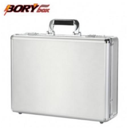 博瑞（BORY）手提文件密碼箱 手提公文箱 裝鈔箱 多功能工具文件箱 儀器收納箱 亮面銀 鋁箱445330125MM