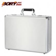 博瑞（BORY）手提文件密碼箱 手提公文箱 裝鈔箱 多功能工具文件箱 儀器收納箱 亮面銀 鋁箱445330125MM