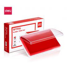 得力137*88mm透明外殼方形快干印臺印泥 辦公用品 紅色9864