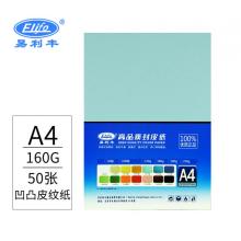 易利豐(elifo)160g彩色皮紋紙a4封面紙A4封皮紙標書彩紙硬卡紙凹凸淺藍色壓紋紙裝訂封面云彩紙打印紙50張