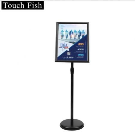 Touch Fish不銹鋼可伸縮展示牌 A3A4海報(bào)展架立牌 酒店商城指示牌引導(dǎo)牌水牌 黑色A3直角（送加重注水塊）