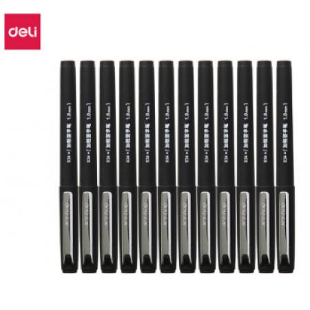 得力（deli）S34 簽字筆  黑色1.0mm 12支/盒