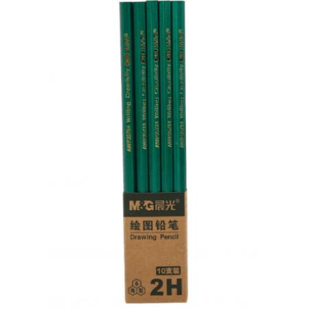 晨光（M&G） 文具2B六角木桿鉛筆學生經(jīng)典綠桿考試涂卡鉛筆美術(shù)素描繪圖木質(zhì)鉛筆 AWP357X4 2H六角桿 10支/一盒