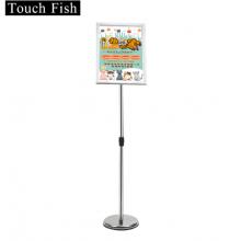Touch Fish不銹鋼可伸縮展示牌 A3A4海報展架立牌 酒店商城指示牌引導(dǎo)牌水牌 銀色A3直角（送加重注水塊）