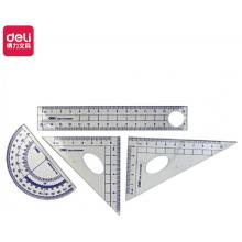 得力（deli）9597 學(xué)生文具 繪圖尺子四件套尺（直尺+三角尺*2+量角器）