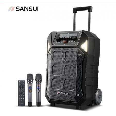 山水 SANSUI D15 15英寸戶外廣場舞拉桿音響藍牙室外演出大功率重低音演出級移動k歌音箱帶無線麥克風(fēng)