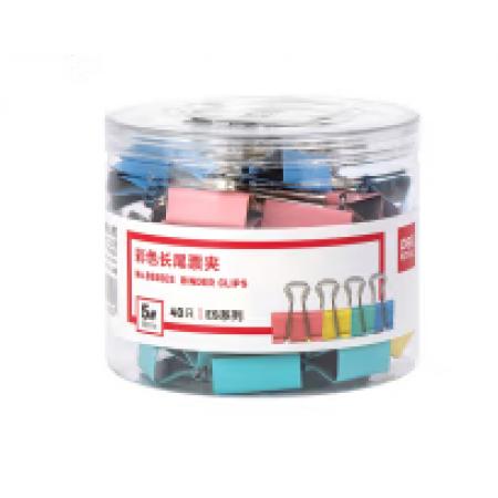 得力(deli)40只19mm彩色長尾夾票夾 5#