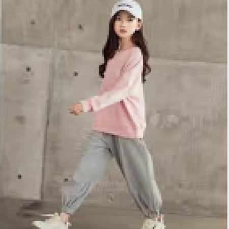 加絨衛(wèi)衣衛(wèi)褲（女）粉+灰130