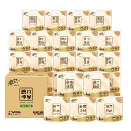 清風(fēng)（APP）卷紙 原木純品 128g*27卷衛(wèi)生紙巾（母嬰可用 溫和柔軟 整箱銷售 新老包裝交替發(fā)貨）