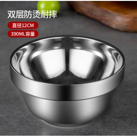 美廚304不銹鋼碗 12cm 湯碗餐具面碗 雙層隔熱