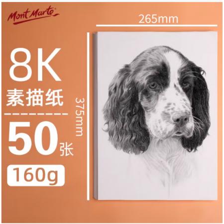 蒙瑪特(Mont Marte)素描紙50張160g 素描本8k加厚速寫紙鉛筆炭筆畫紙美術(shù)兒童手繪彩鉛繪畫套裝鉛畫紙MSB0098