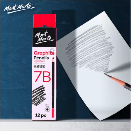 蒙瑪特(Mont Marte)7b素描鉛筆12支盒裝 美術(shù)繪畫炭筆速寫筆學生初學素描筆 練習寫生畫畫專用畫筆PNX0015