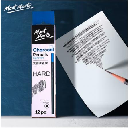 蒙瑪特(Mont Marte)硬性素描炭筆12支盒裝 美術(shù)繪畫石墨鉛筆學(xué)生初學(xué)速寫碳筆 練習(xí)寫生畫畫專用畫筆PNX0007