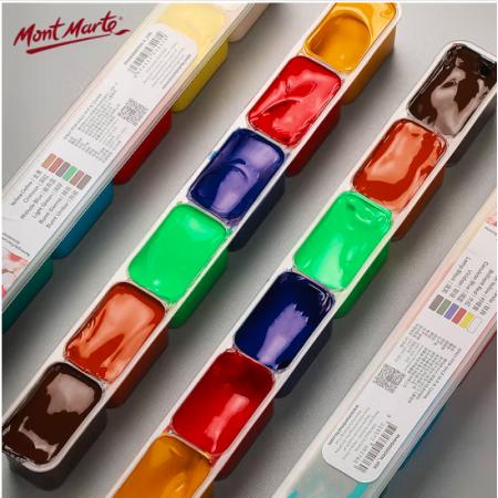 蒙瑪特(Mont Marte)6色丙烯顏料 新型連杯顏料30ml果凍丙烯顏料常用色防水不掉色丙烯顏料套裝PMHS0102CN-1