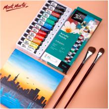蒙瑪特(Mont Marte)丙烯顏料12色12ml 美術(shù)丙烯畫顏料diy畫畫色彩套裝 涂鴉手繪墻繪防水顏料PMHS0026