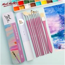 蒙瑪特(Mont Marte)夢境鐵盒10支裝水粉筆 豬鬃水彩畫筆丙烯顏料畫畫筆美術(shù)勾線筆兒童油畫筆套裝BMHS1012