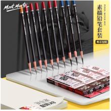蒙瑪特(Mont Marte)hb素描鉛筆12支盒裝 美術繪畫炭筆速寫筆學生初學素描筆 練習寫生畫畫專用畫筆PNX0001
