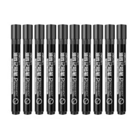 得力(deli)黑色油性粗頭記號筆物流大頭筆 簽名筆馬克筆辦公用品 10支/盒 S550