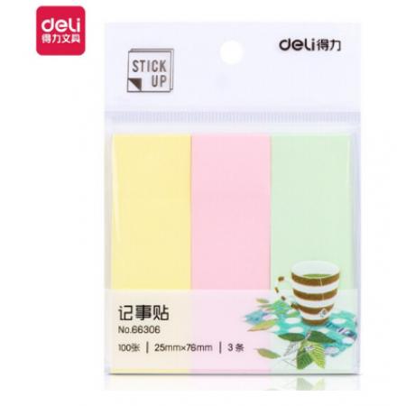 得力66306   12包/盒  便利貼25*76mm