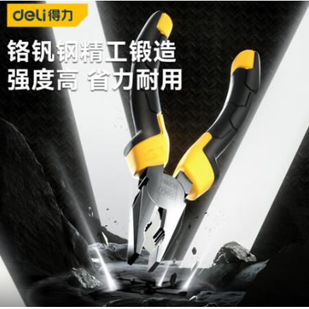 得力（deli） 膠柄鋼絲鉗子60號鉻釩鋼老虎鉗子多功能平口鉗剪線鉗8英寸 DL2008Z