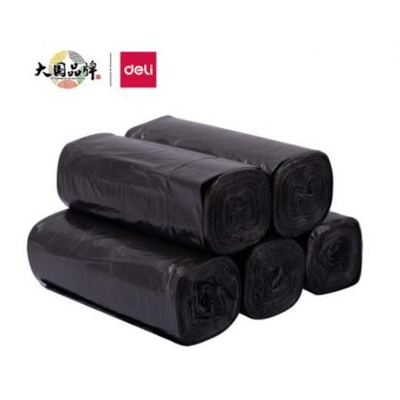 得力(deli)5卷(150只)平底點(diǎn)斷式辦公生活大容量垃圾袋40*45cm 黑色18742