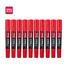 得力(deli) 大雙頭多用記號筆 10支/盒 紅色 S555