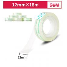 得力（deli）30029 透明高粘文具膠帶 12mm*18m 6卷/筒