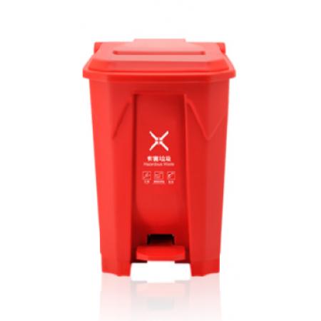 蘭詩（LAUTEE）YJ-50 新國標腳踏垃圾桶 50L-紅色有害垃圾