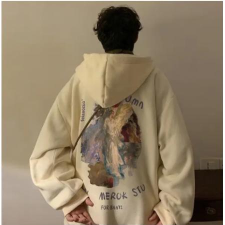 胖子連帽外套頭春秋裝 杏色
