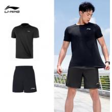 李寧 運動套裝男夏季短袖短褲跑步健身 S
