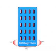 meyao 充電器快充USB 5V多口智能插座大功率大電流智能電源適配器插線板 藍色20口帶風扇