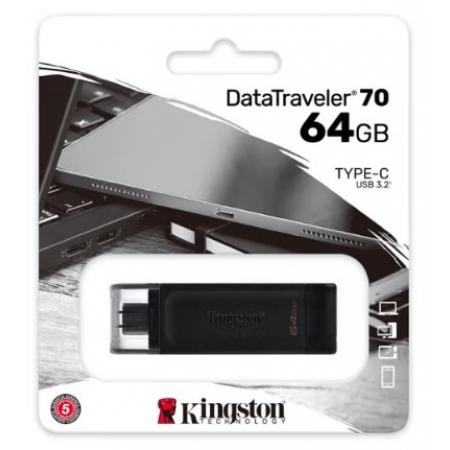  金士頓（Kingston）64GB USB3.2 Gen1 Type-C 大容量手機(jī)U盤 DT70 黑色