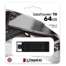金士頓（Kingston）64GB USB3.2 Gen1 Type-C 大容量手機U盤 DT70 黑色