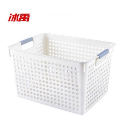 冰禹 BYA-272 塑料收納筐 白色置物籃 深口大號